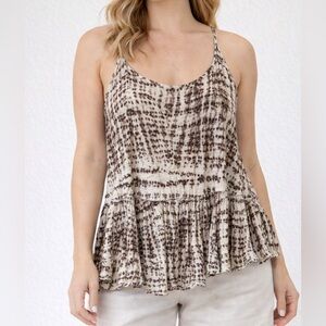 Free People Sierra Cami Criss Cross Top Size Small Brown Y2K Boho Flowy Festival